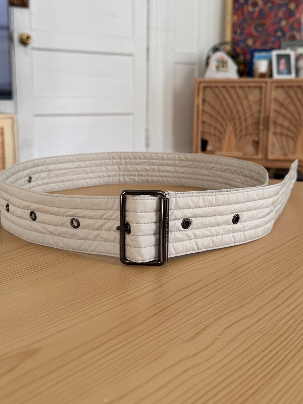 Burberry Khaki Fabric Trench Coat Belt W/ Buckle Wide One Size - Picture 2 of 7